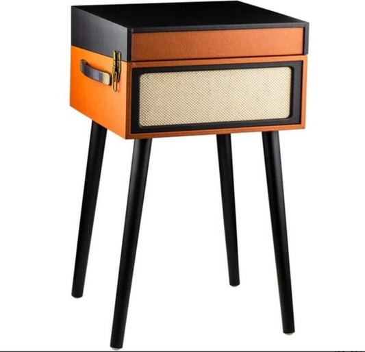 Orange Turntable with Speaker Stand