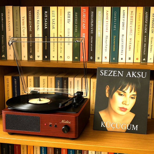 Rechargeable Retro 3-Speed Turntable Bluetooth, AUX and Built-in Speakers (Pen Included)