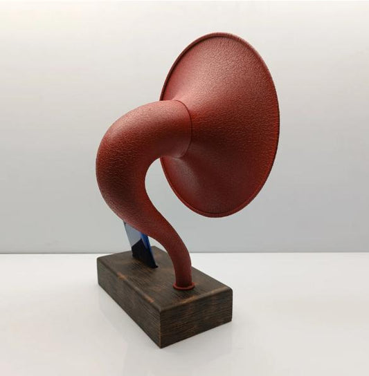 Red Metal Head Acoustic Gramophone