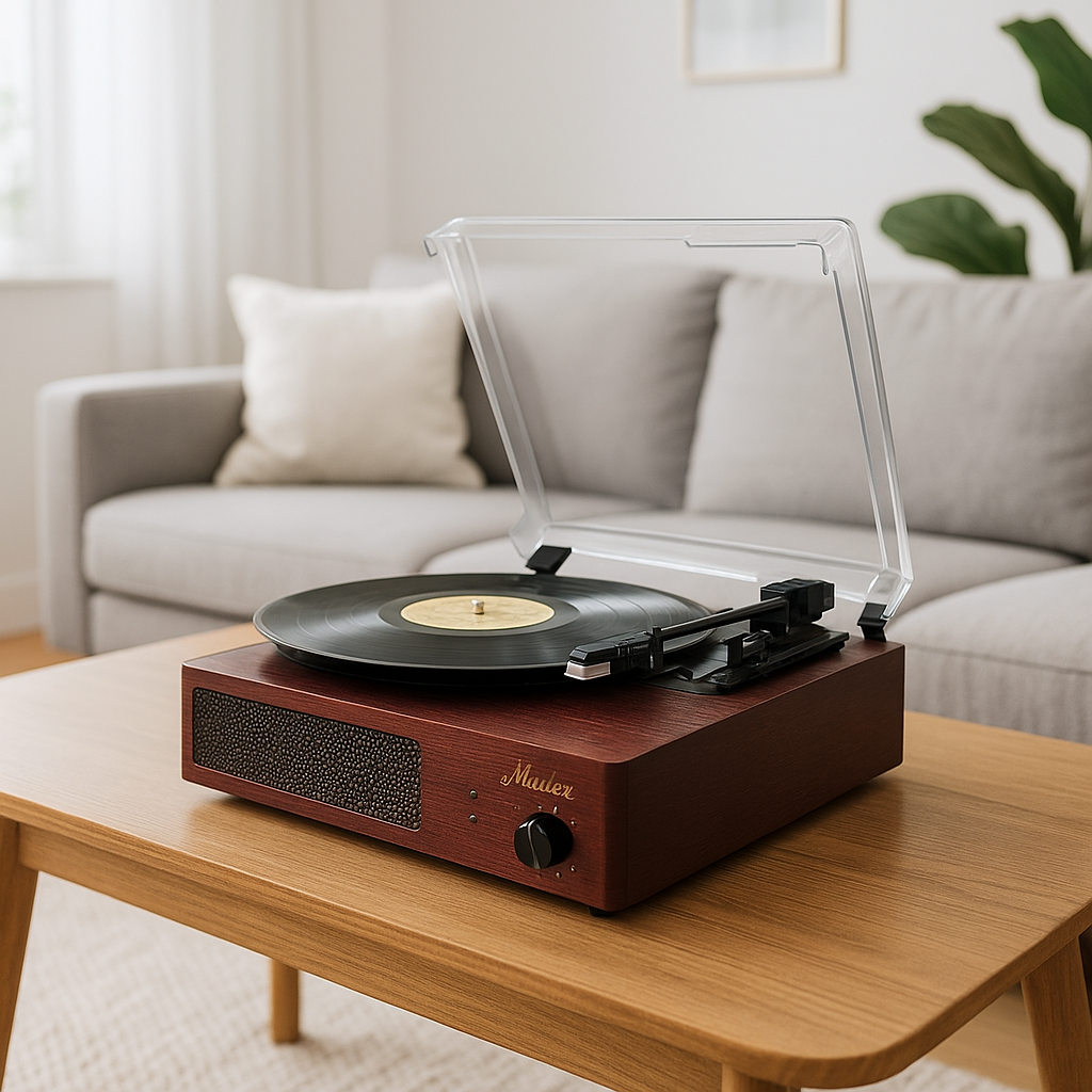 Rechargeable Retro 3-Speed Turntable Bluetooth, AUX and Built-in Speakers (Pen Included)