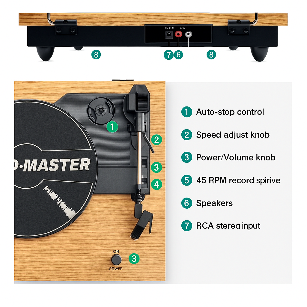 Record Master Turntable - Bluetooth Featured - Compatible with All Records