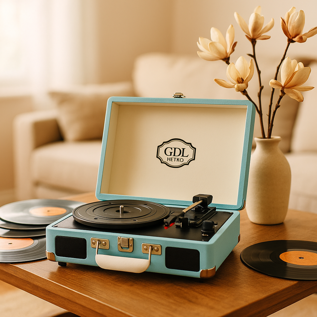 Rechargeable Portable Record Player with Built-in Speakers