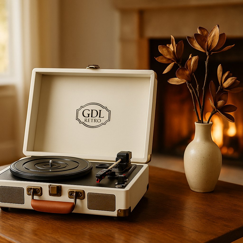 Rechargeable Portable Record Player with Built-in Speakers