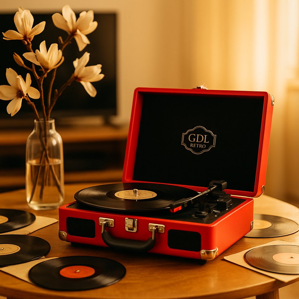 Rechargeable Portable Record Player with Built-in Speakers