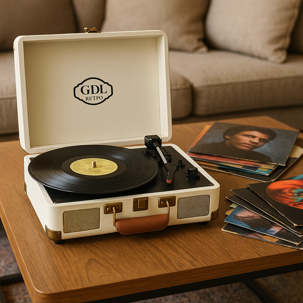 Rechargeable Portable Record Player with Built-in Speakers