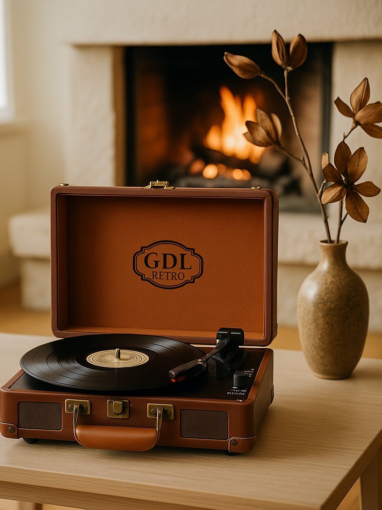 Rechargeable Portable Record Player with Built-in Speakers